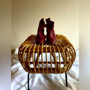 Free People cherry red leather booties. Size 38.